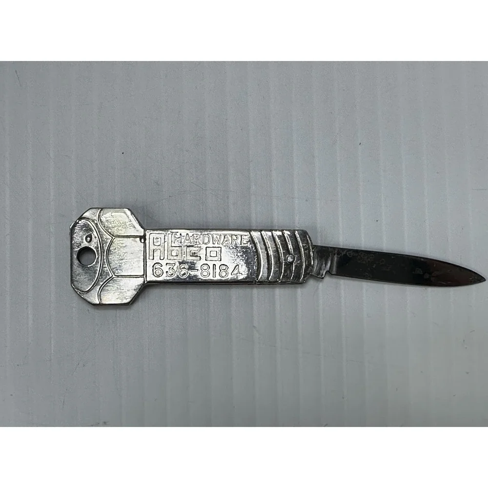 Vintage Abco Hardware Advertising Key Ring Knife Bolt Design Made‎ In Italy
